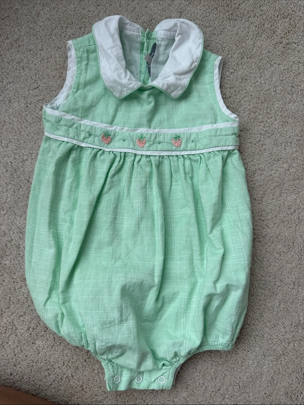Bell Bird Mint Green Bubble with White Collar & Strawberry detailing